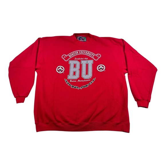 Vtg 90's Boston University Sweatshirt Mens Large Crewneck GS Sport College USA - Picture 1 of 5